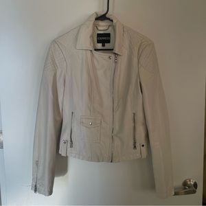 Express faux leather jacket. Cream. Size medium